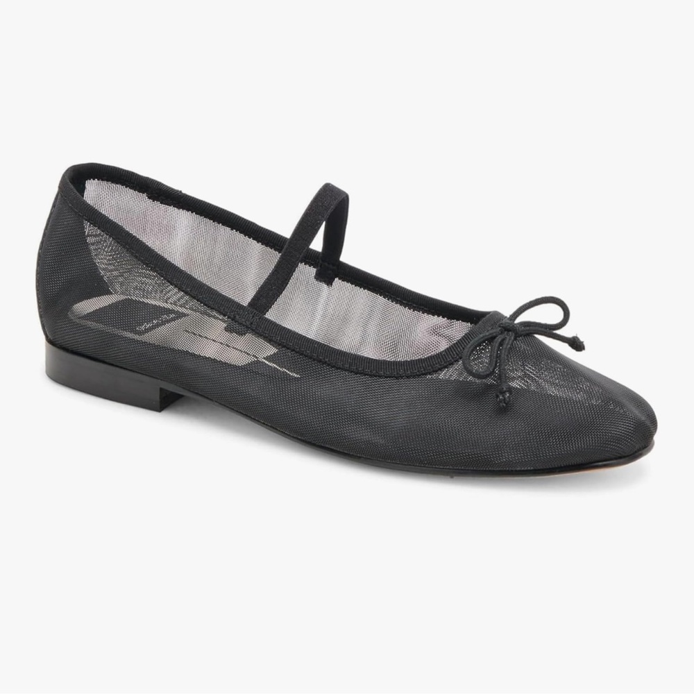 Dolce Vita Black Mesh Ballet Flats with Decorative Bows Size 7.5